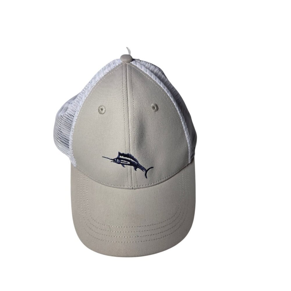 Tommy Bahama Snap‎ Back Trucker Baseball Cap Beige White Embroidered NWT